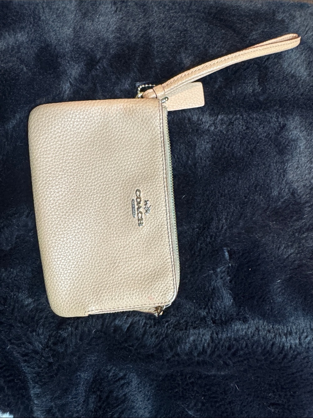 Coach Pebbled Leather Wristlet in Blush